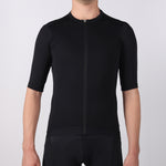 Load image into Gallery viewer, MERINO FIT BLACK SS CYCLING JERSEY
