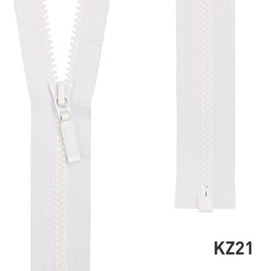 YKK Full Length Zipper with White Long Metal Puller