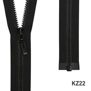 YKK Full Length Zipper with White Long Metal Puller
