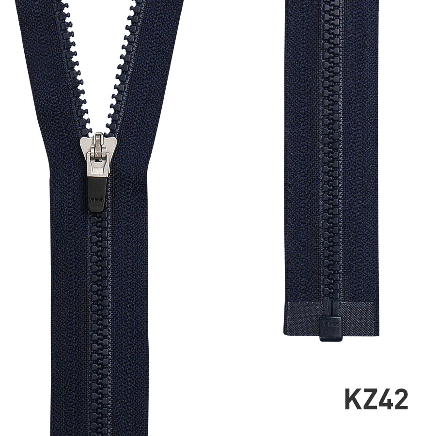 YKK Full Length Zipper with Black Rubber Puller