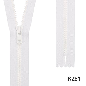 YKK Short Zipper with White Metal Puller